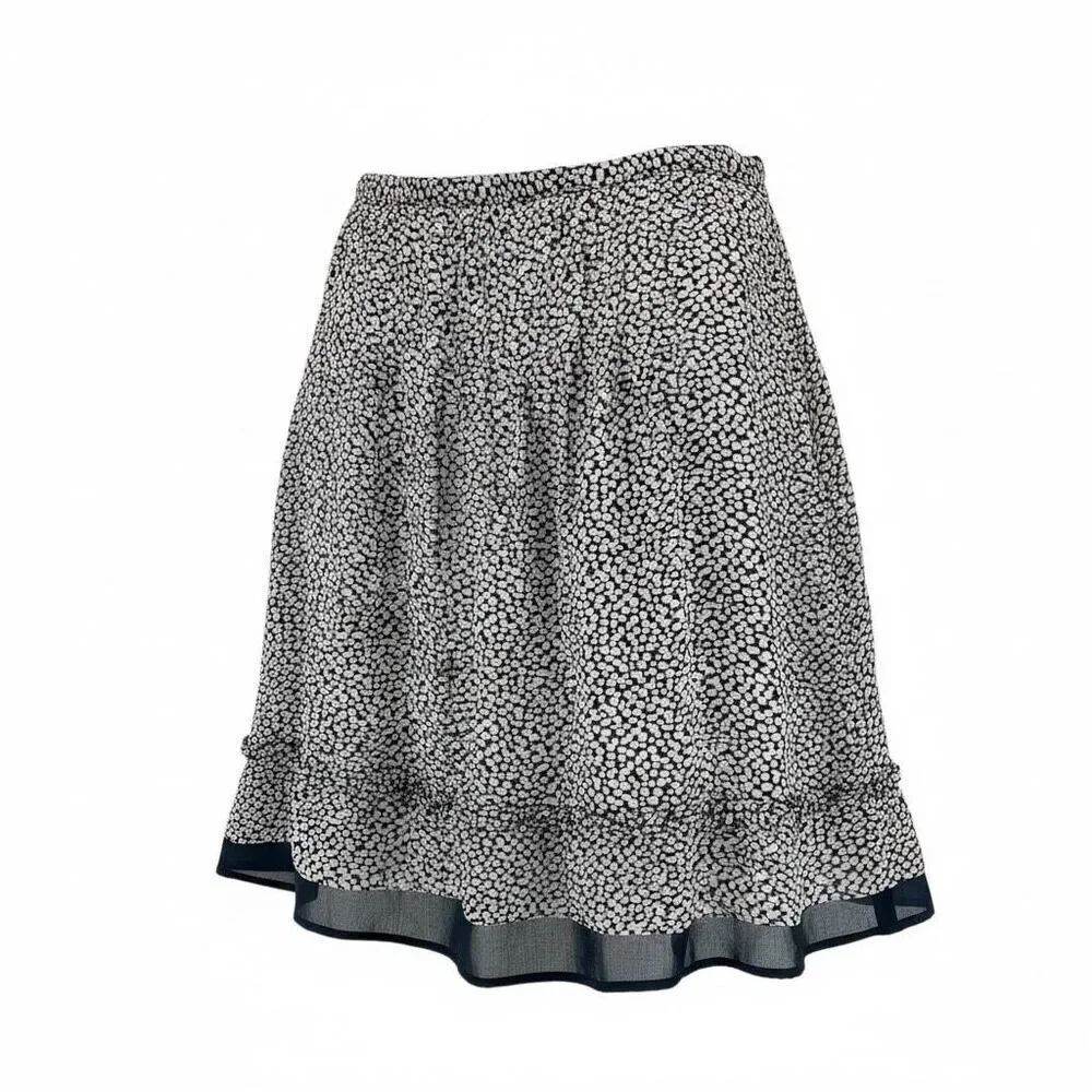 Pendleton Petite Silk Skirt Abstract Print Navy Cream Size 16